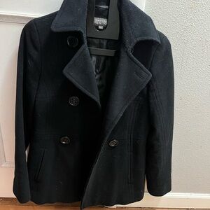 Kenneth Cole Reaction Black Wool Blend Coat